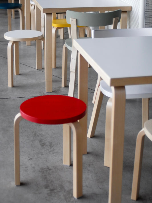 Stool 60 - Birch/Red Lacquered