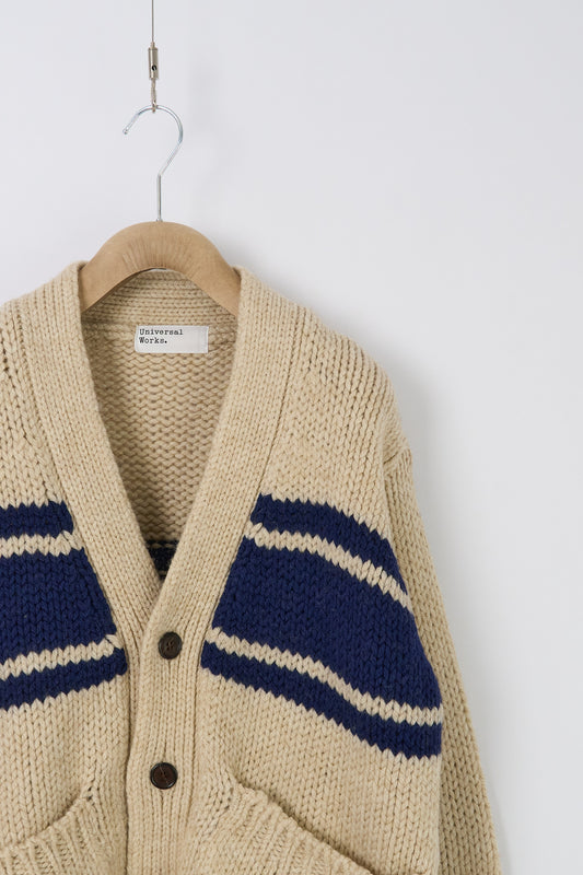 Langdale Cardigan, Chunky Knit Stripe - Sand