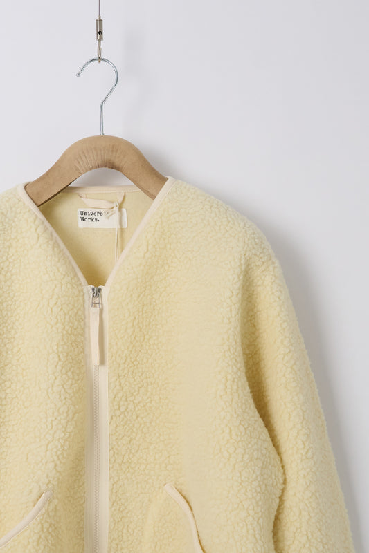 Zip Liner Jacket in Wool Fleece - Ecru