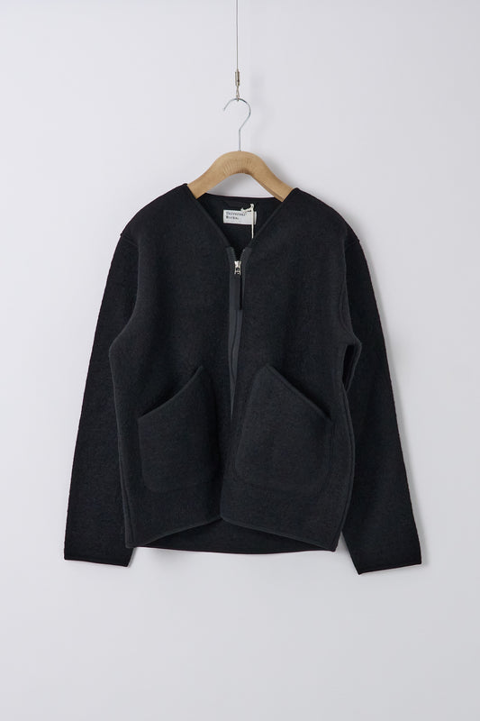 Zip Liner Jacket in Wool Fleece - Black