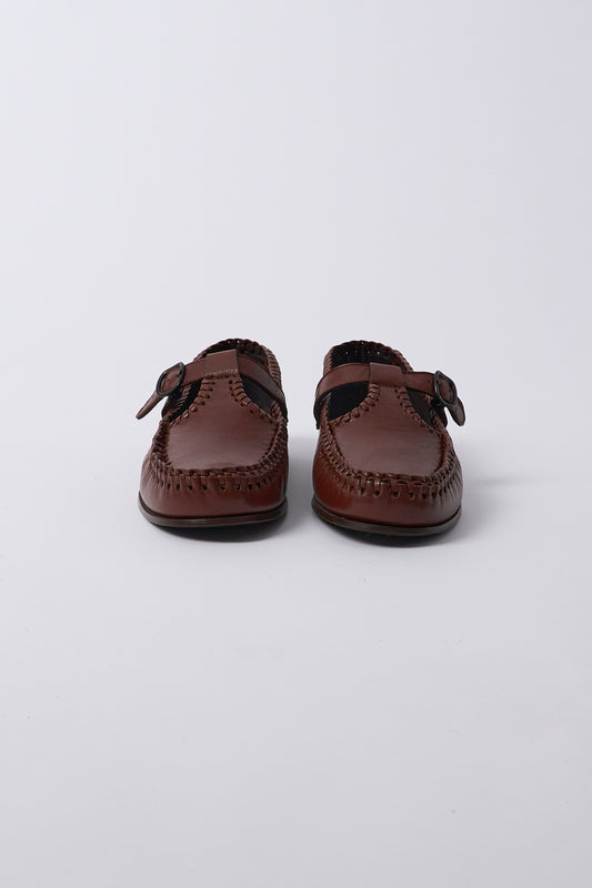Alcover Braided Seams T-bar Loafer - Chestnut