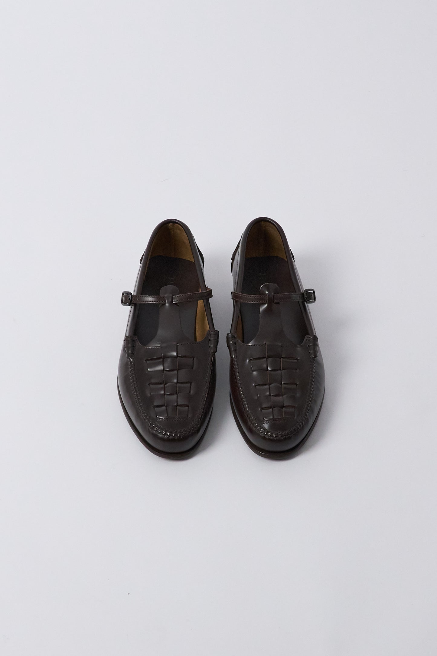 Maqueda Interwoven T-bar Loafer - Dark Brown