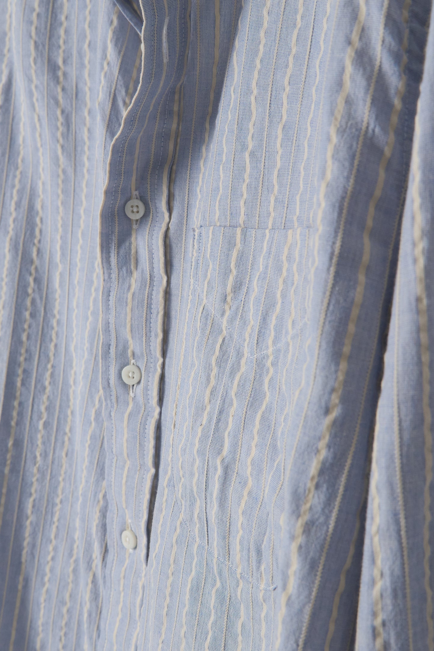 Blue Organic Cotton Dobby Stripe - Old Fit