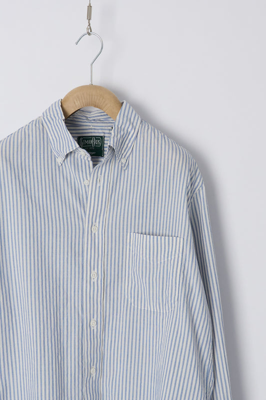 White Organic Cotton Dobby Stripe - Old Fit