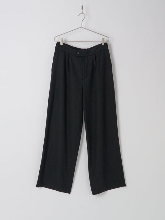 Eco Wool Premium Tweed Full-Length Wide Pants - Black