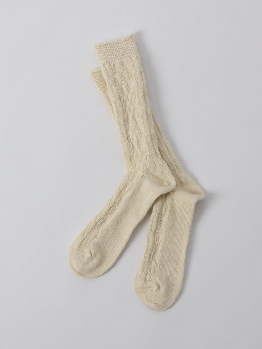 Alpaca Cable Pattern Socks - Natural
