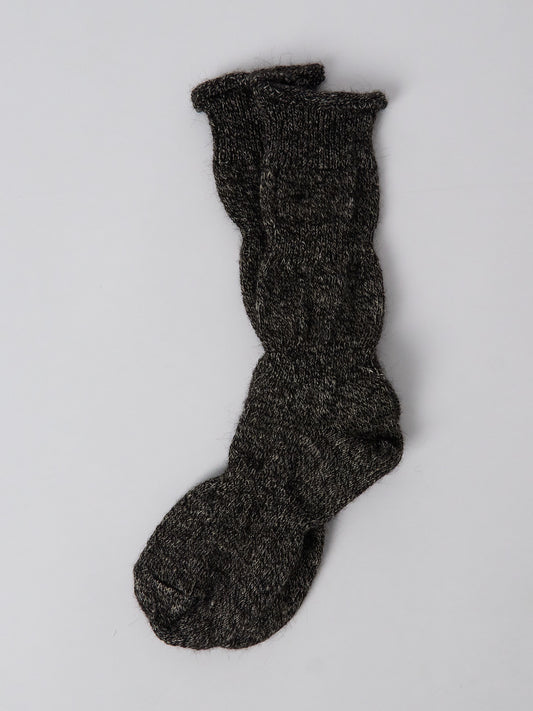 Alpaca Linen Ploot Socks - Black