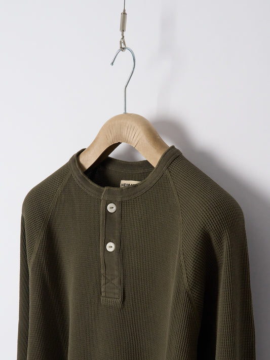 Henley Cotton Waffle - Military Green