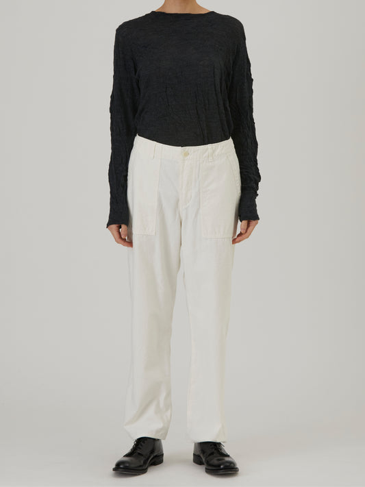 Brushed Cotton Back Satin Baker Pants - White