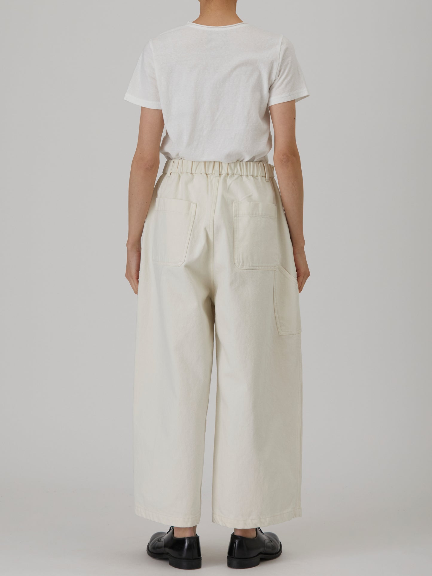 11.5oz Natural Slub Denim Cropped Wide Pants - Ivory