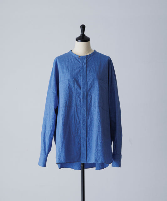 Double-Pocket Wide Shirt – Blue