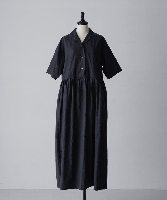 Open Collar Dress - Black