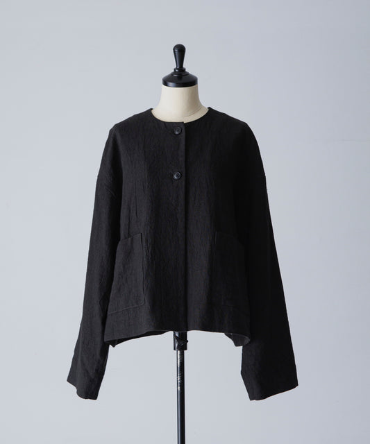 Collarless Jacket - Black