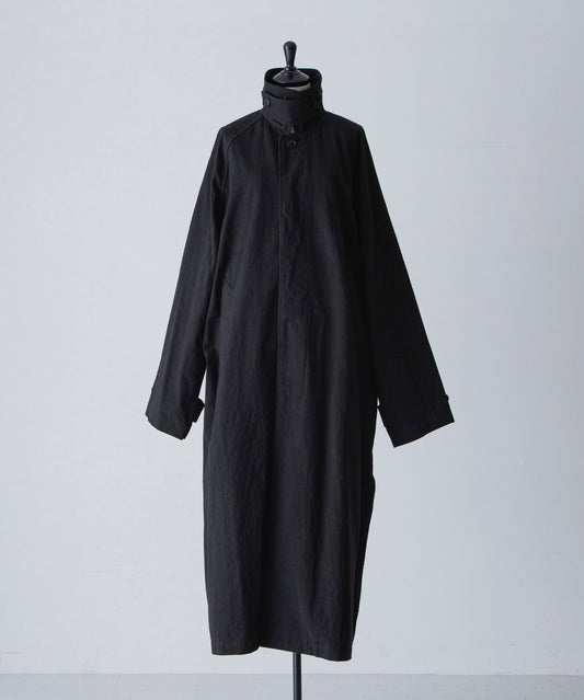 Cotton Bal (Balmacaan) Coat - Black