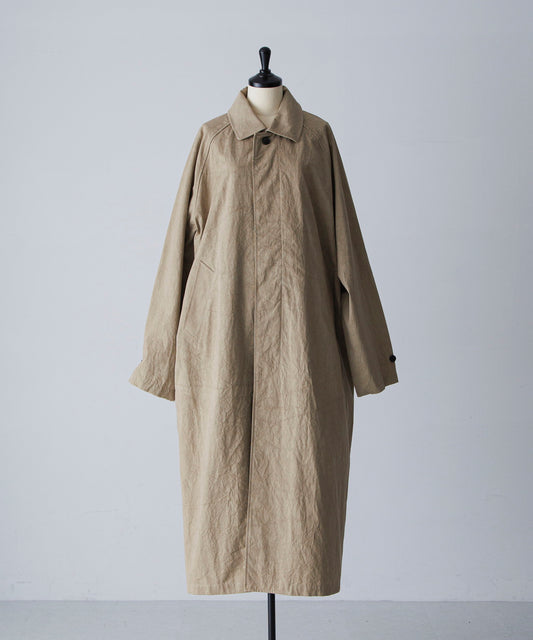 Cotton Bal (Balmacaan) Coat - Beige