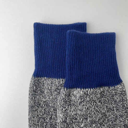 DOUBLE FACE CREW SOCKS "SILK&COTTON" BLUE / GRAY