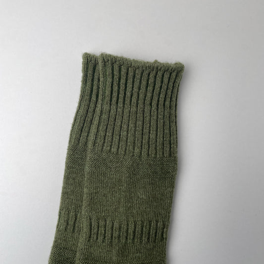 GUERNSEY PATTERN CREW SOCKS - M.GREEN / BLUE