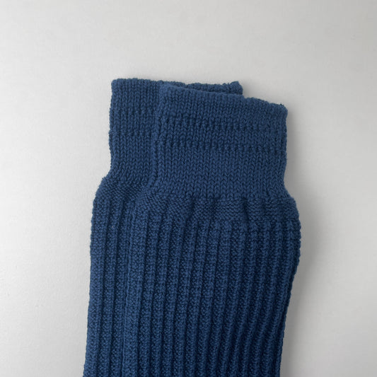 COTTON WAFFLE CREW SOCKS - DULL BLUE