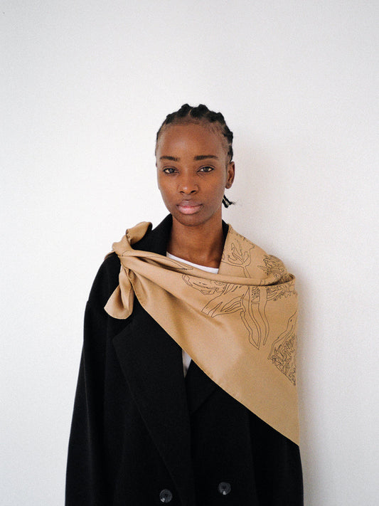 Nostalgia Silk Scarf - Almond 90cm