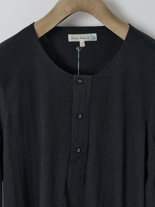 102 Loopwheeled Maco-Imit Long Sleeve Henley – Charcoal 98