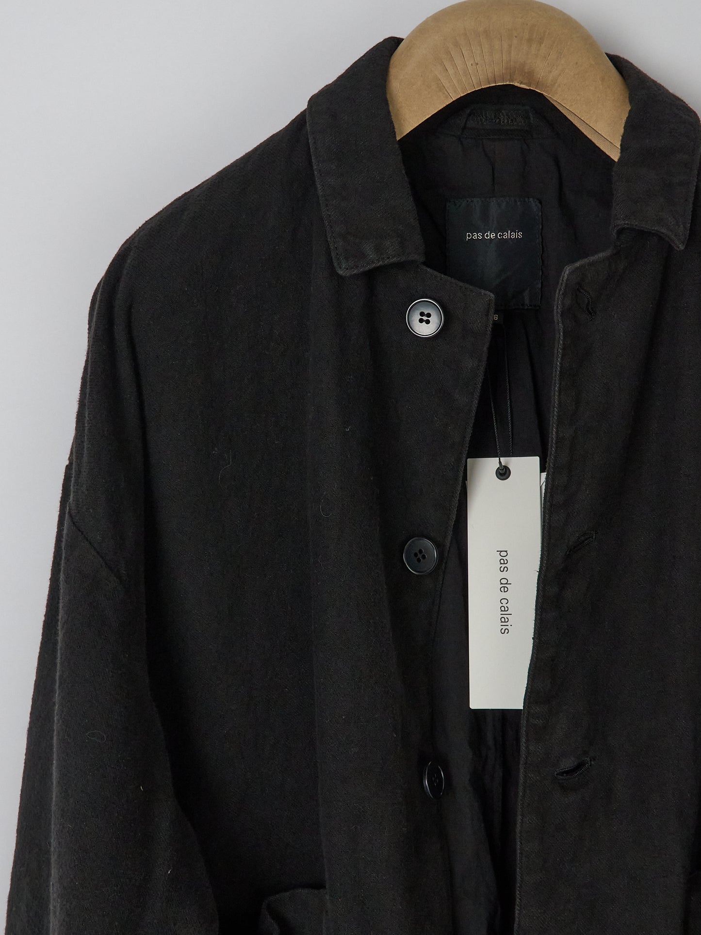 Natural Brushed Linen Cotton Twill Relaxed Coverall Jacket - Black