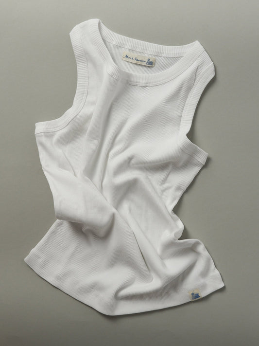 Ribbed Organic Cotton Tank Top - White