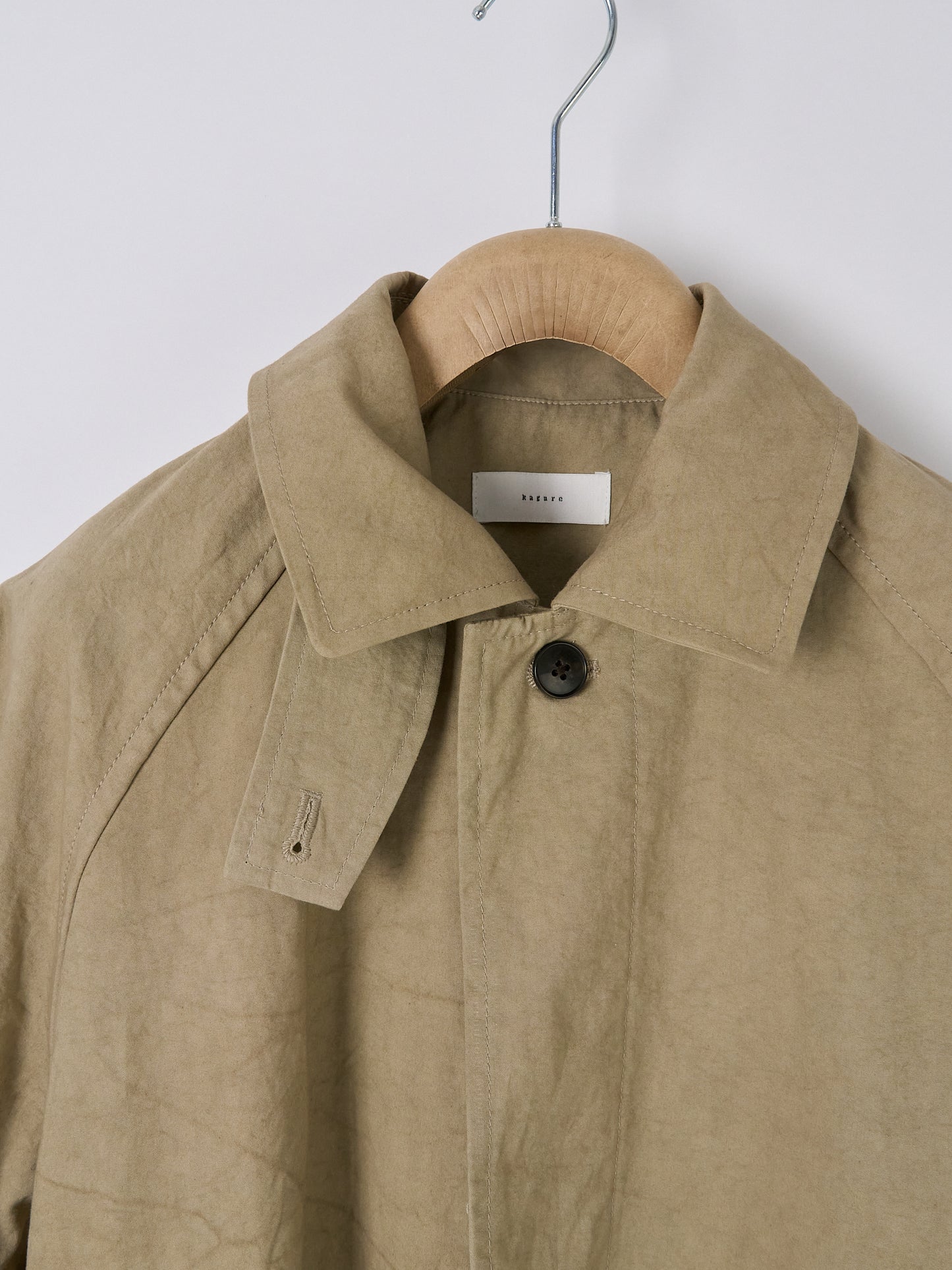 Cotton Bal (Balmacaan) Coat - Beige