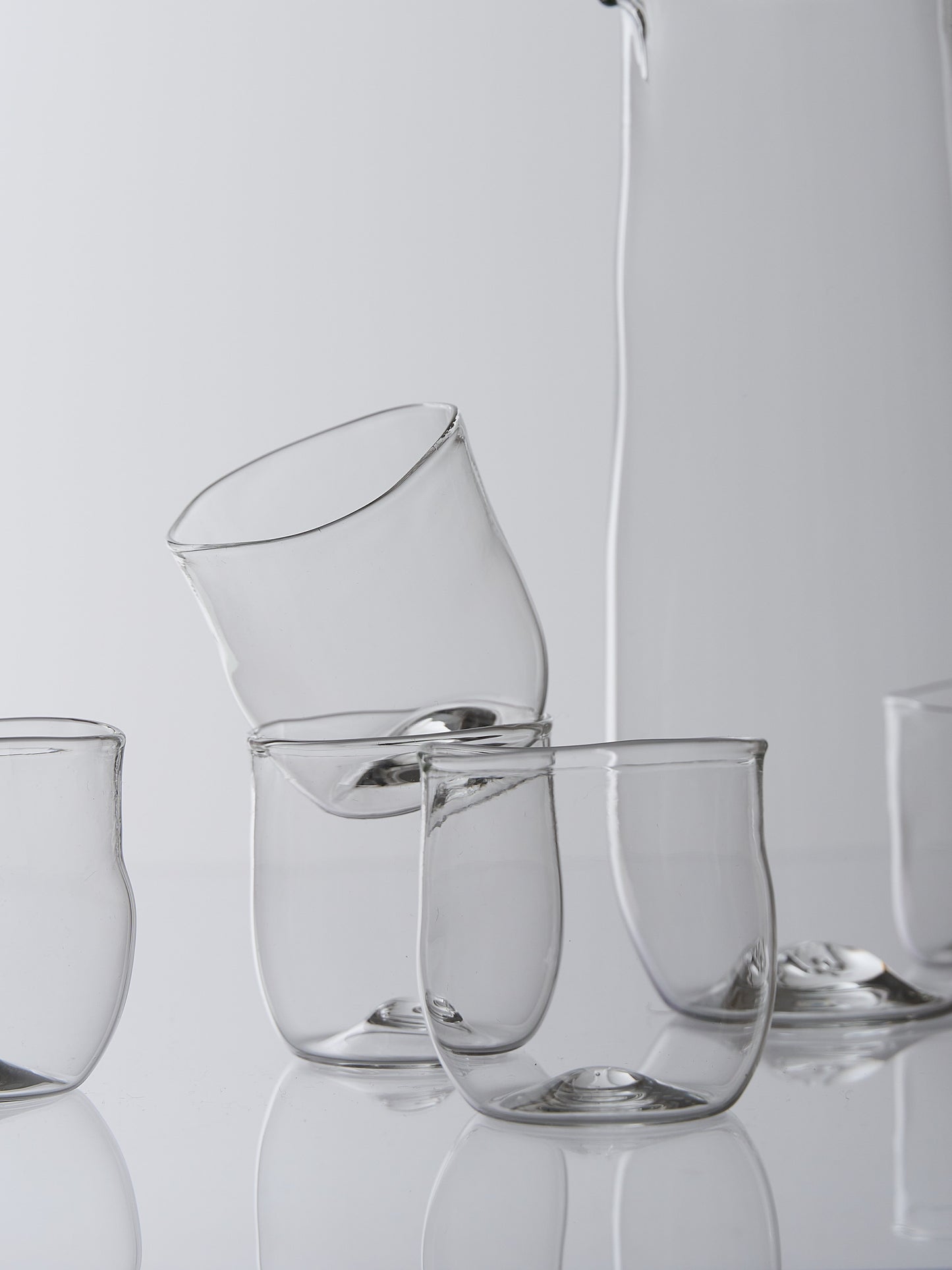 Glass Sake Set, Carafe with 5 Glasses