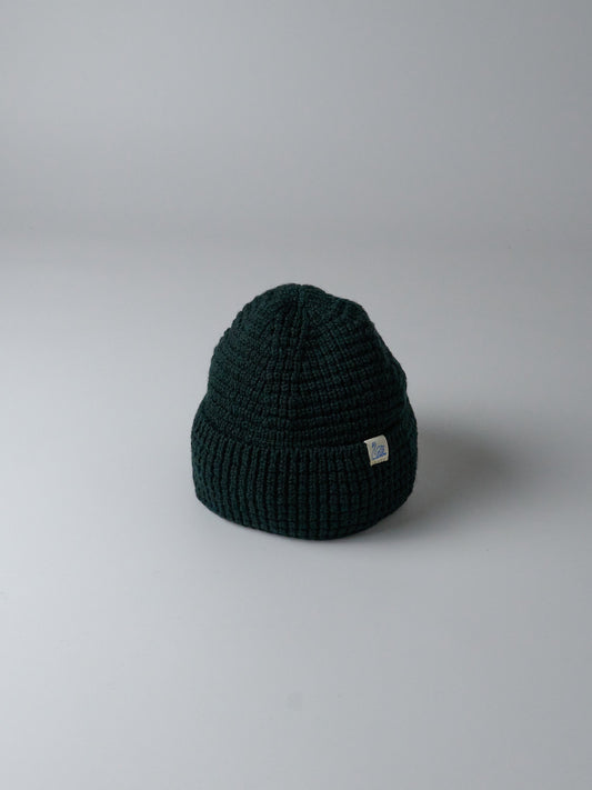 Unisex Beanie – Waffle Knit Merino Wool (614 Dark Teal)