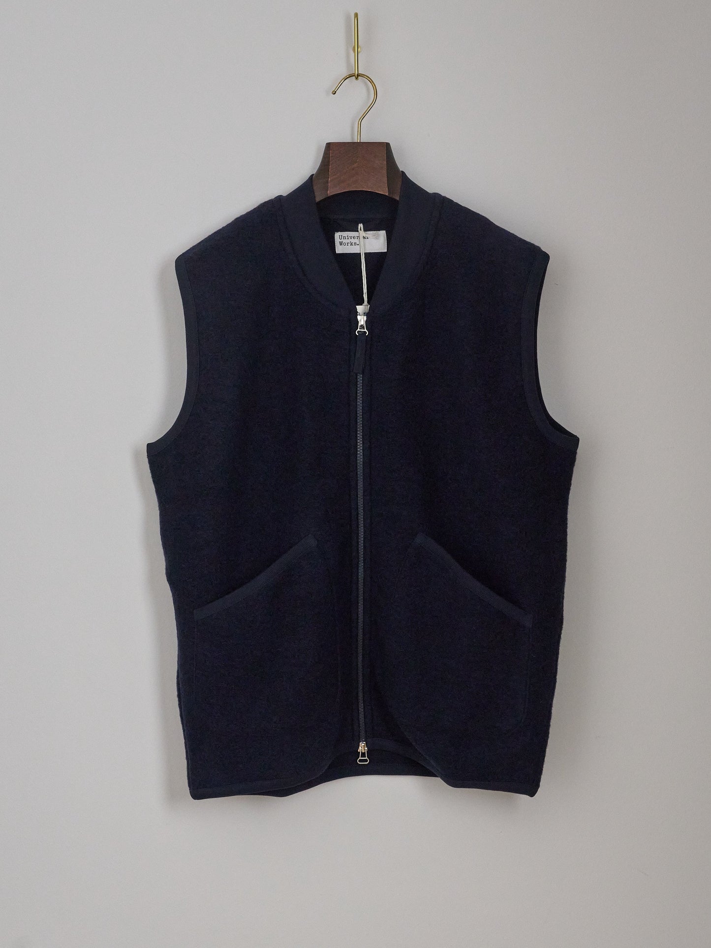 Zip Waistcoat in Wool Fleece - Navy
