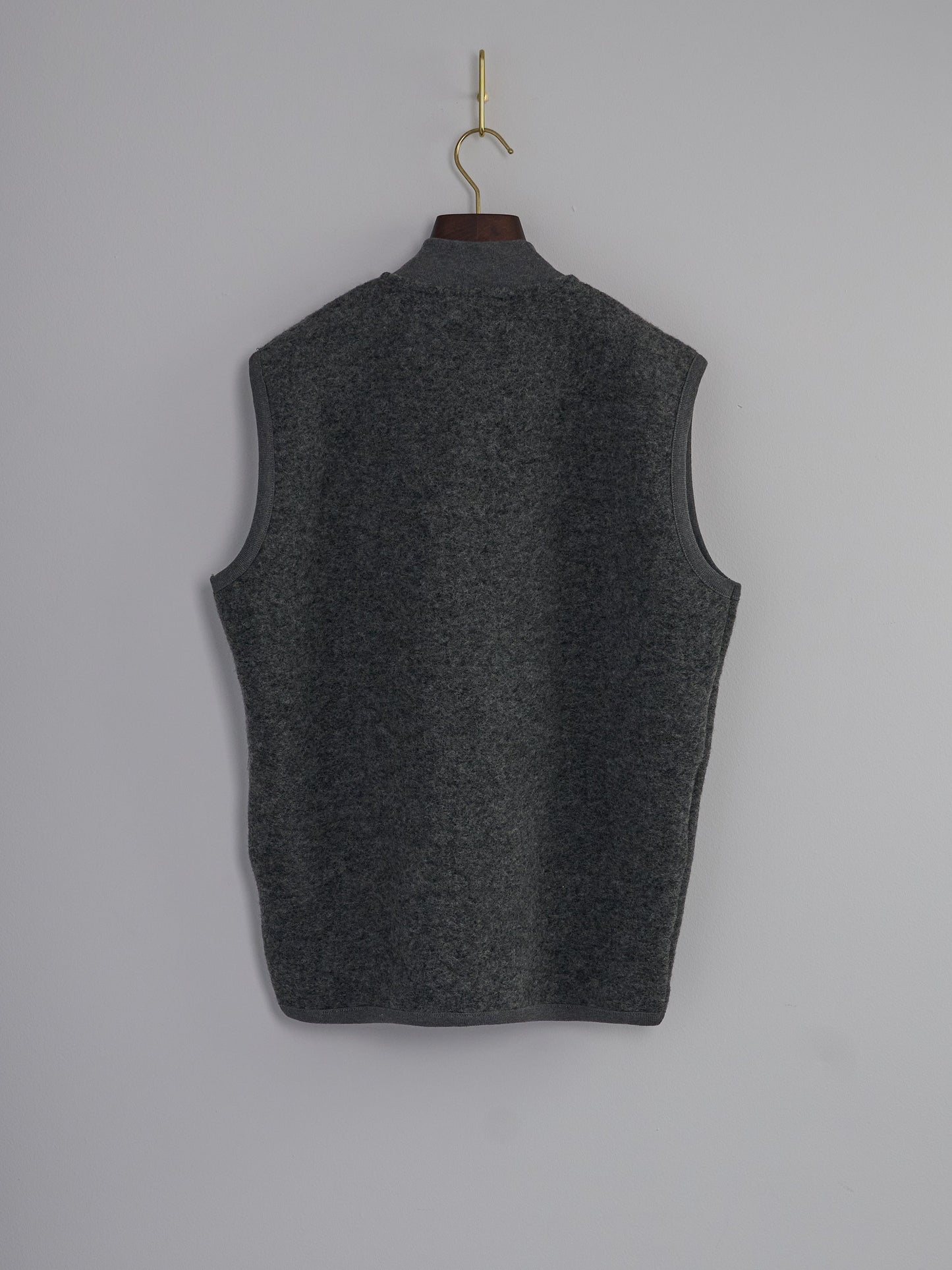 Zip Waistcoat in Wool Fleece - Grey Marl