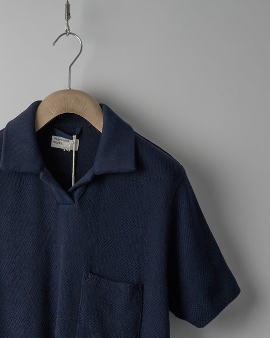 Vacation Polo in Bright Navy Fantasy Checkerboard