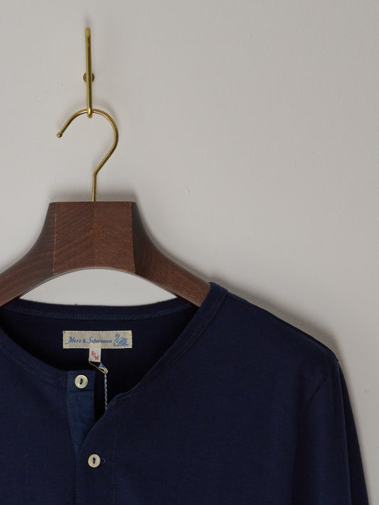 Men's Long Sleeve Loopwheeled Henley - 7.2oz Classic Fit (66 Ink Blue)