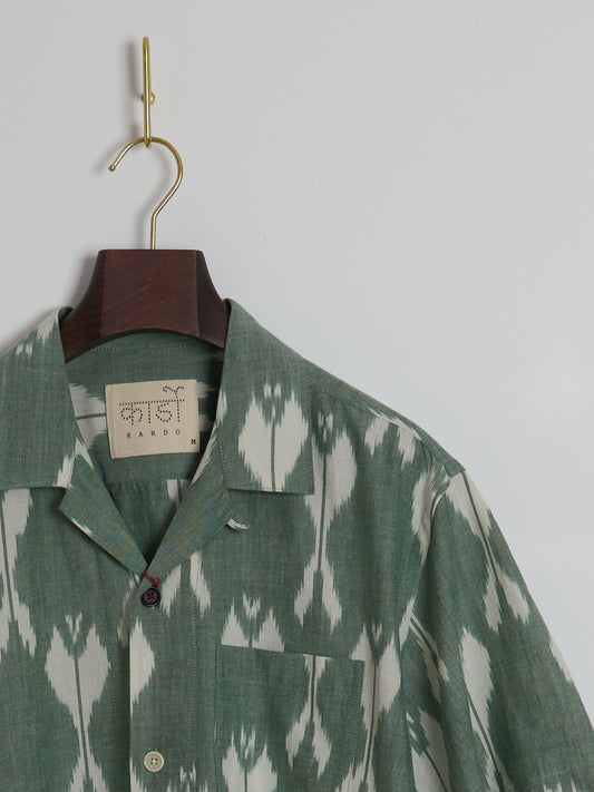 Ronen Oversized Camp Collar Shirt - Indigo Ikat