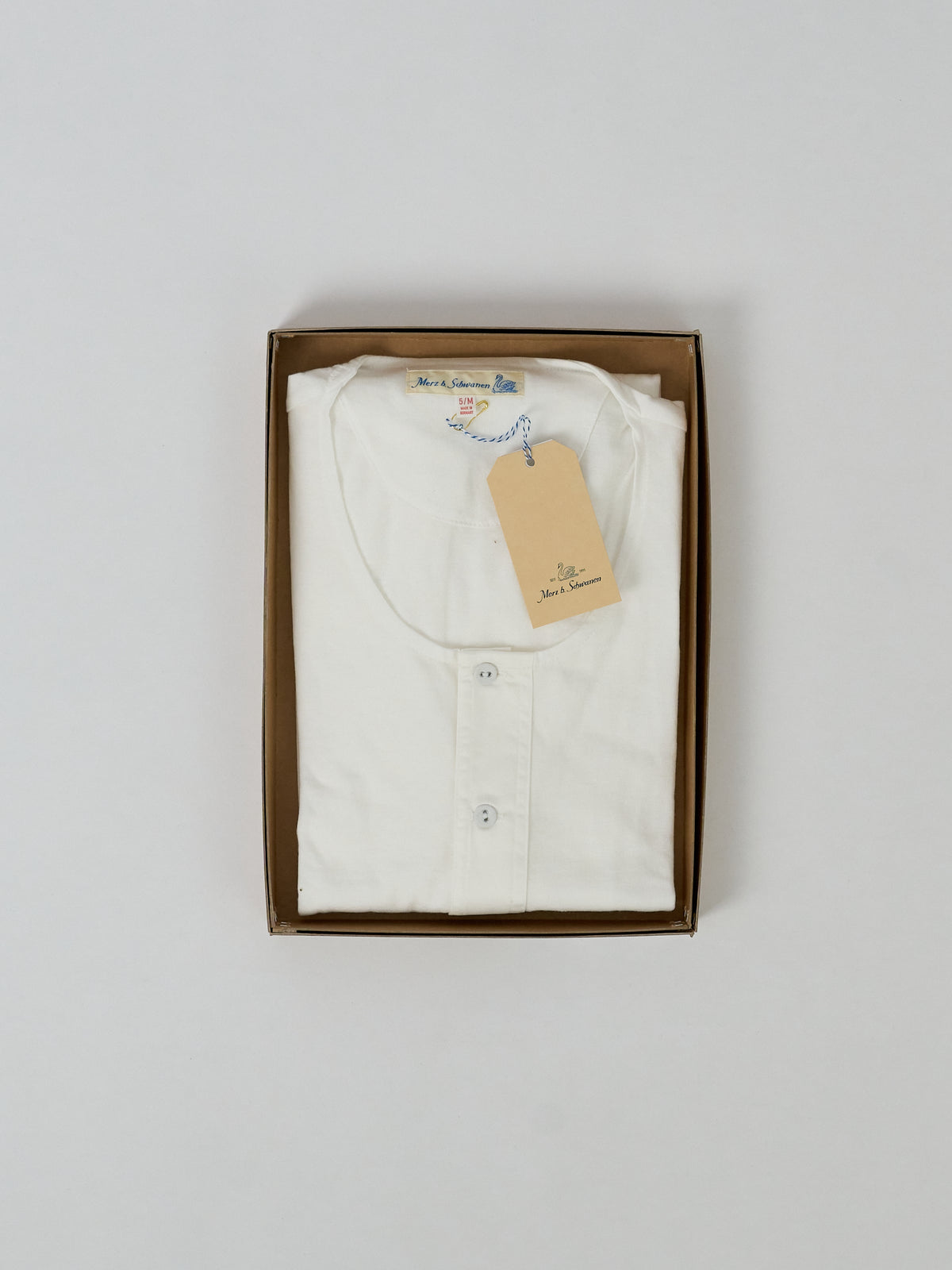 102 Loopwheeled Maco-Imit Long Sleeve Henley – White