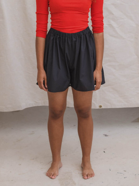Cable Shorts Organic Cotton Poplin - Black
