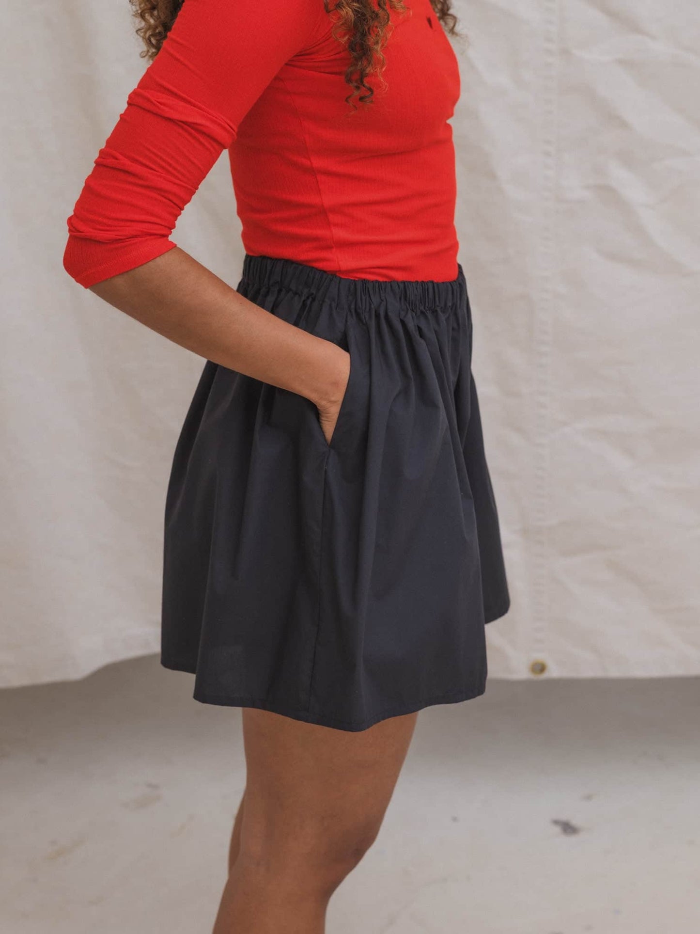 Cable Shorts Organic Cotton Poplin - Black