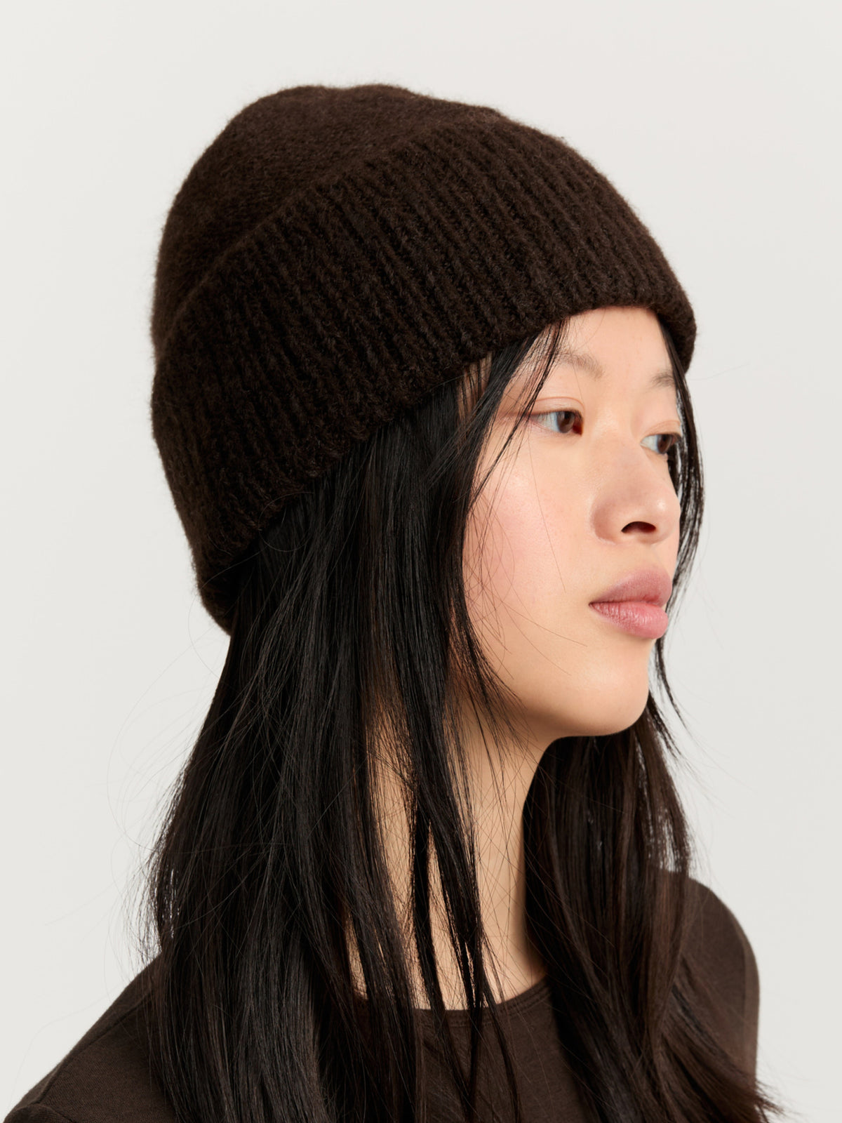 Llama Wool Beanie - Pure Chocolate