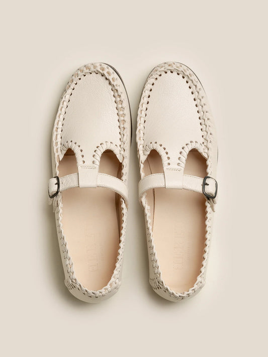 Alcover Braided Seams T-bar Loafer - Cream