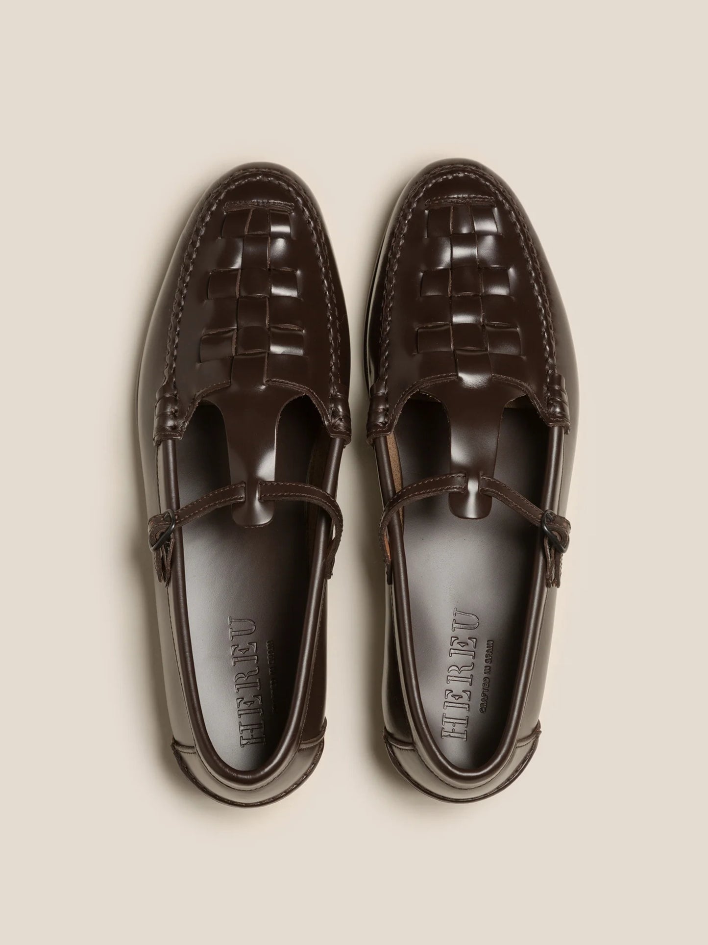 Maqueda Interwoven T-bar Loafer - Dark Brown