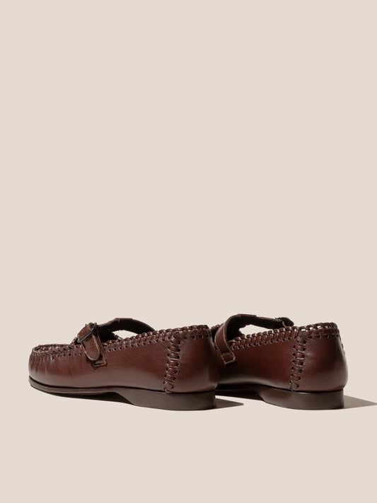 Alcover Braided Seams T-bar Loafer - Chestnut
