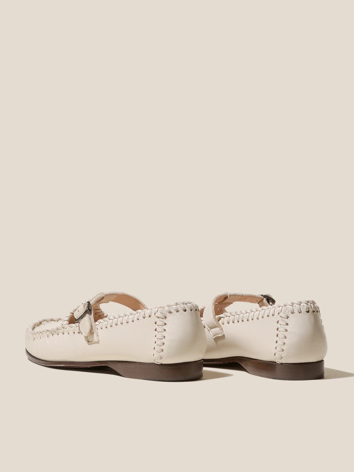 Alcover Braided Seams T-bar Loafer - Cream