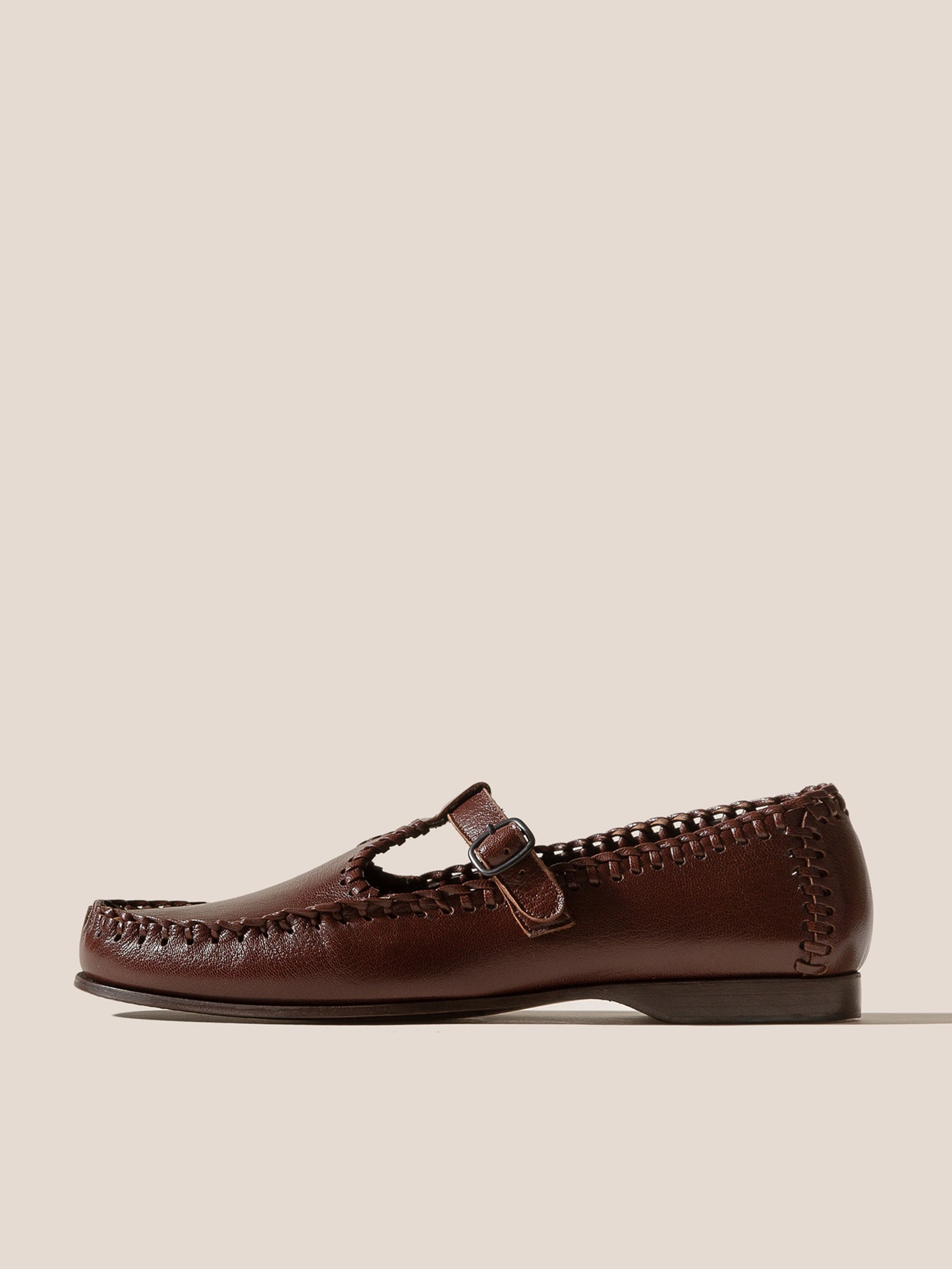Alcover Braided Seams T-bar Loafer - Chestnut