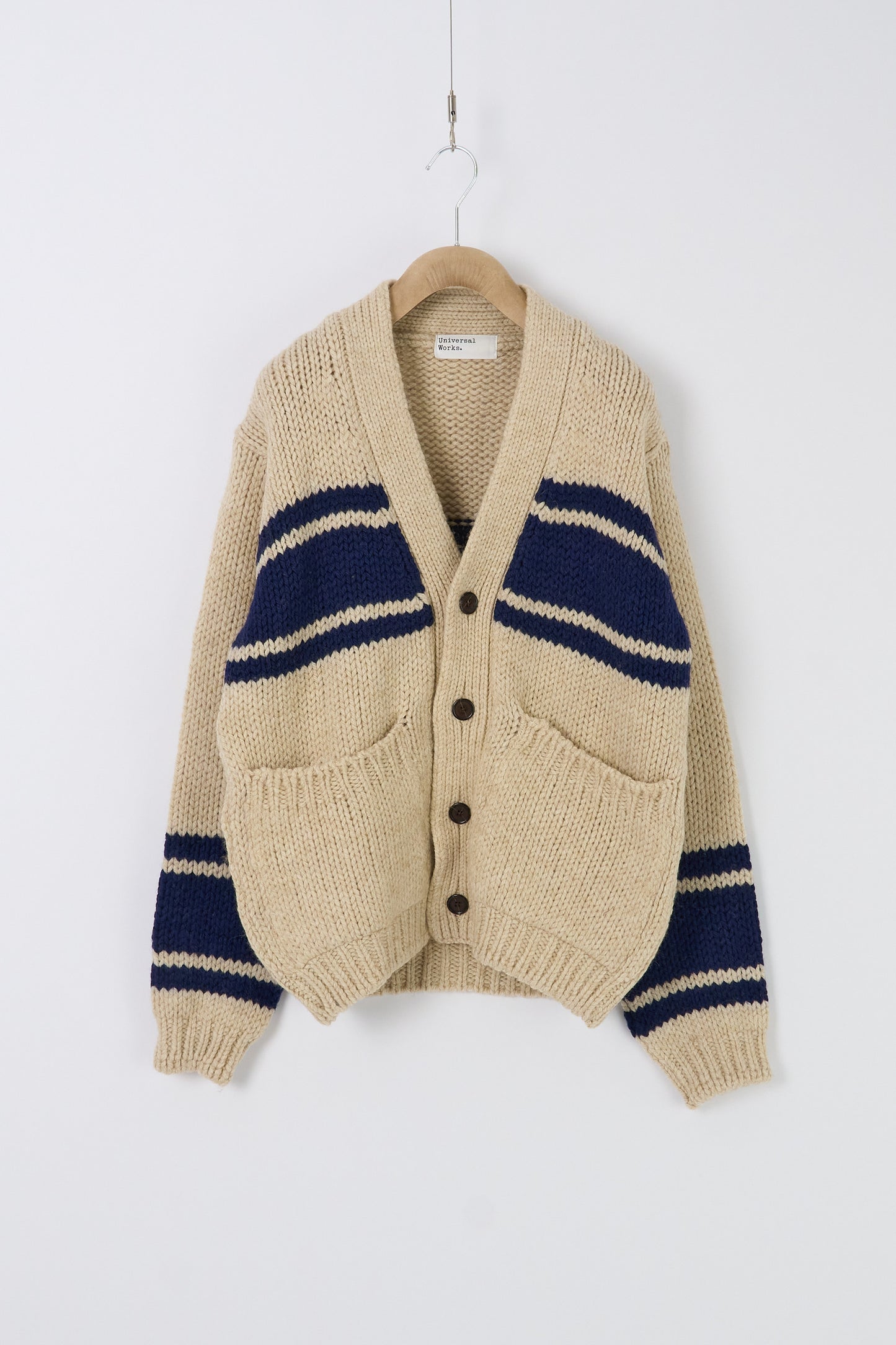 Langdale Cardigan, Chunky Knit Stripe - Sand