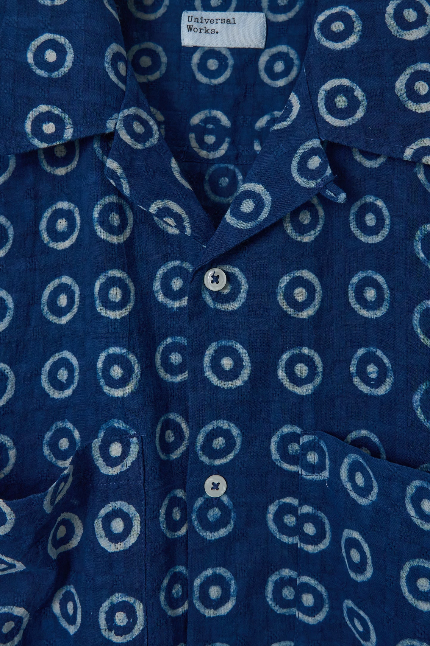 Camper Shirt Block Print Circles - Indigo