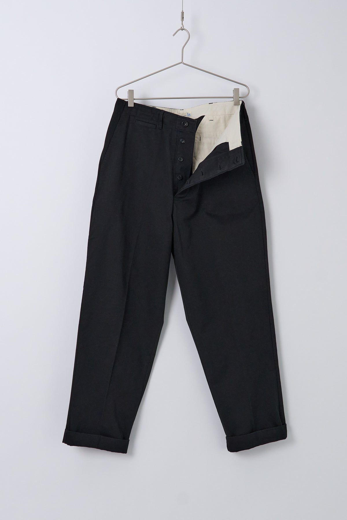 1920s Cotton Twill Worker Chino Deep Black