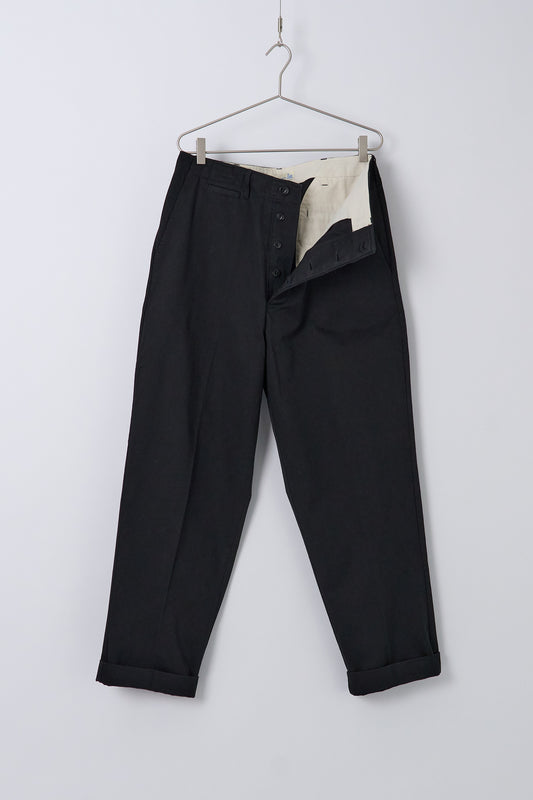 1920s Cotton Twill Worker Chino Deep Black