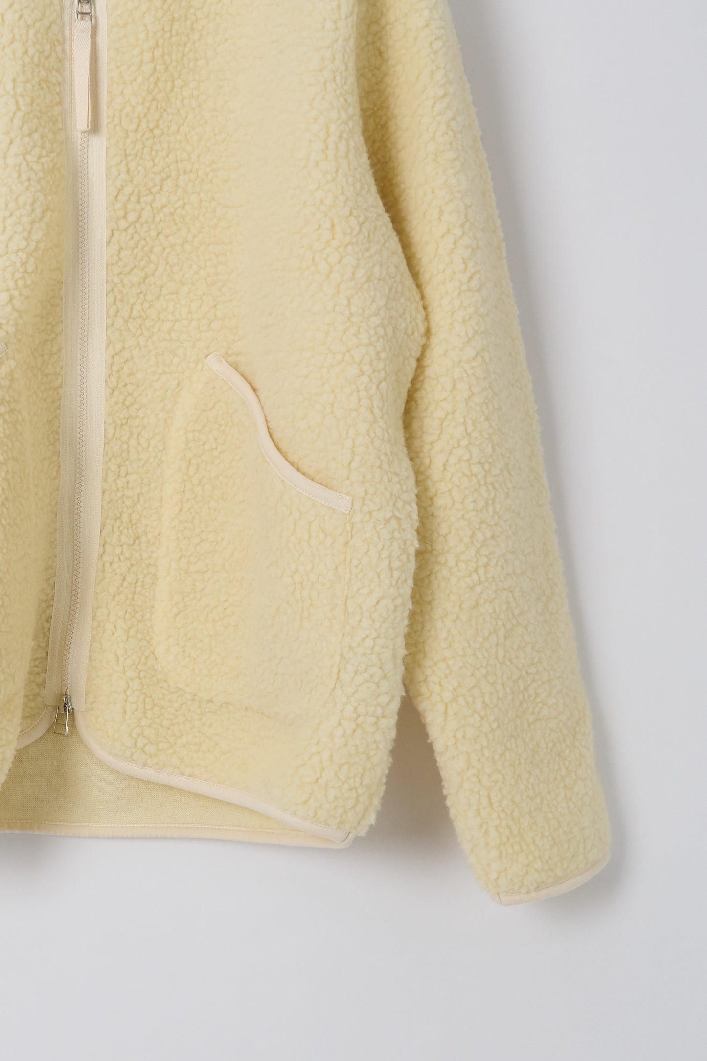 Zip Liner Jacket in Wool Fleece - Ecru