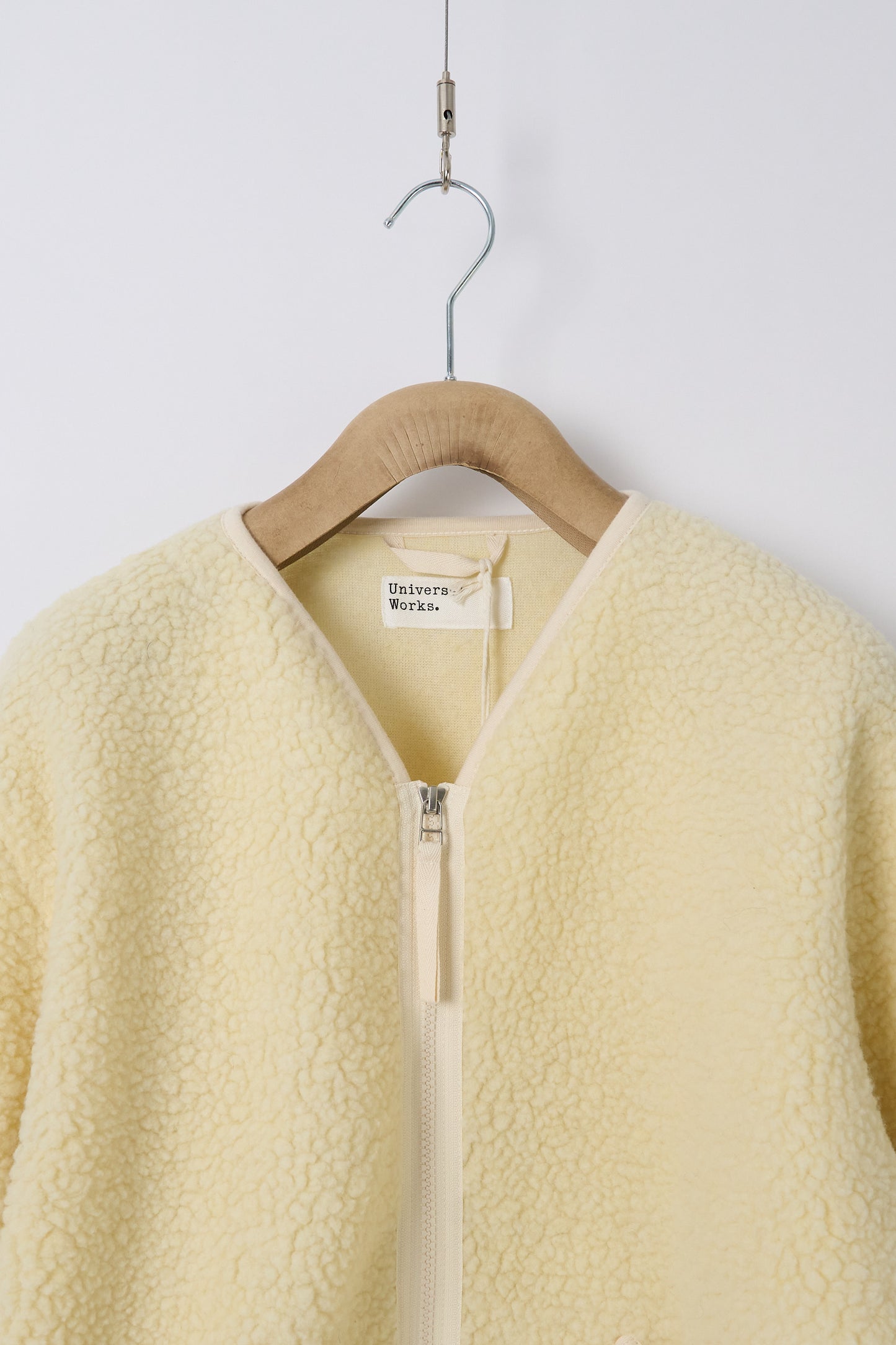 Zip Liner Jacket in Wool Fleece - Ecru