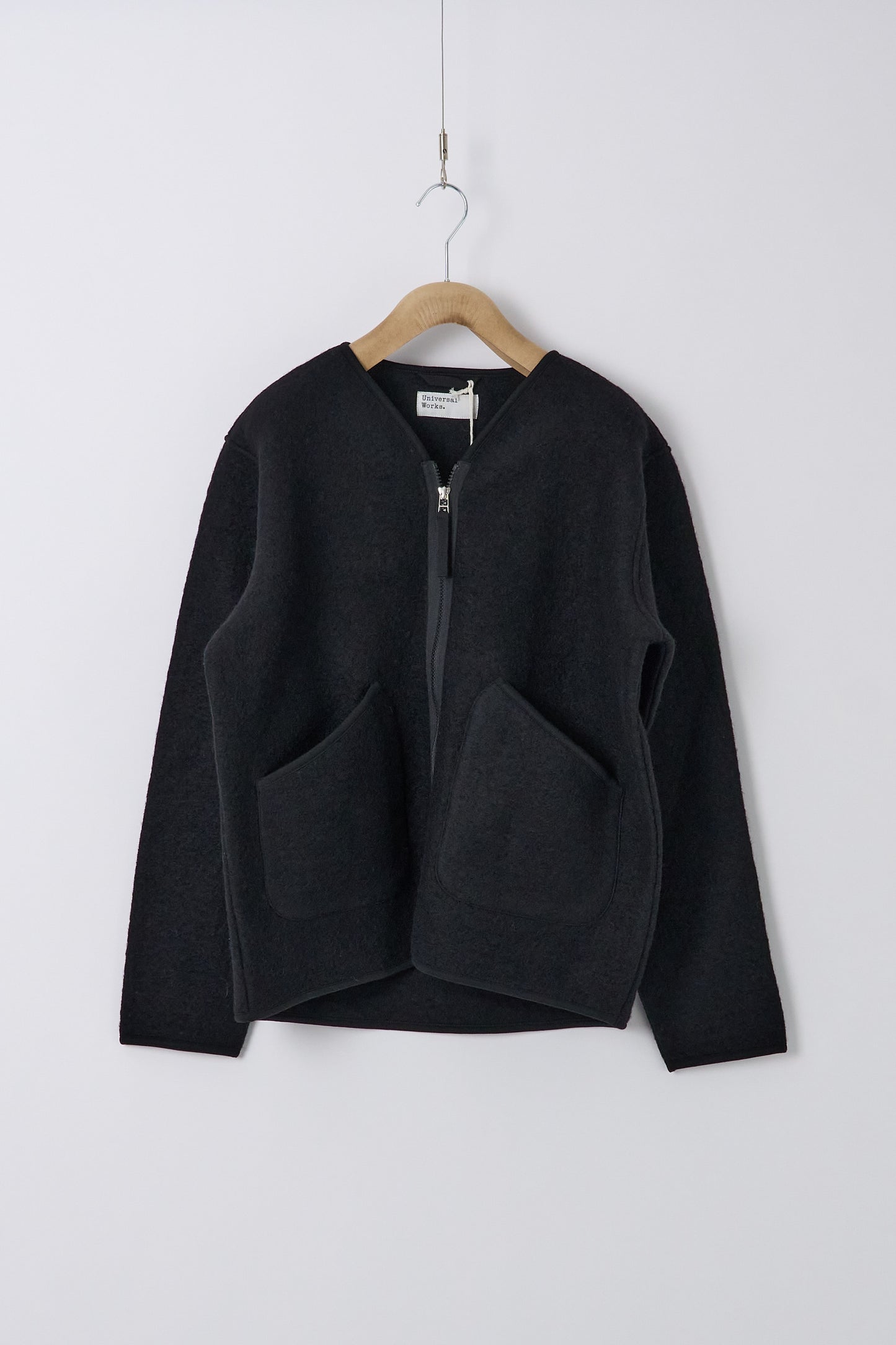 Zip Liner Jacket in Wool Fleece - Black